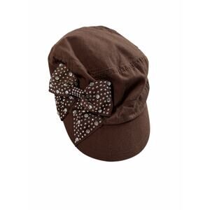 Vintage Y2K Justice Limited Too Brown Bedazzled Bow Army Ball Cap Espresso